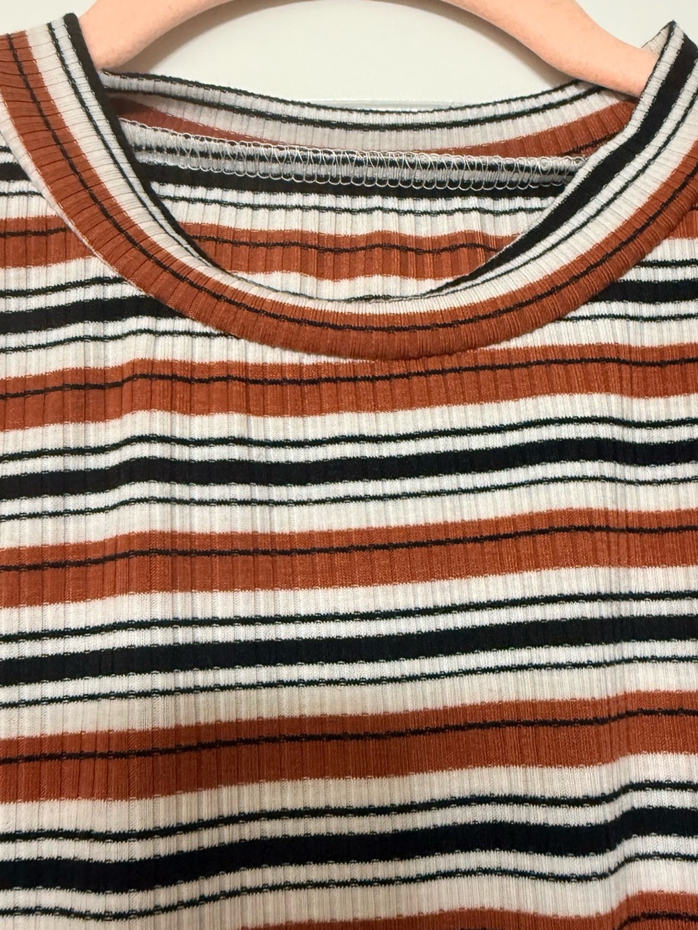 Striped Short-Sleeve Ribbed Tee - Rust Multi - Picture 4 of 4